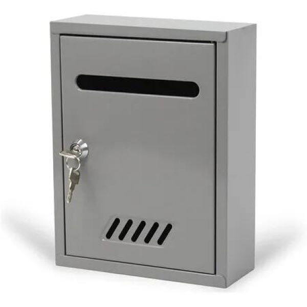 Wall Mounted Mailbox, Weatherproof Metal Mailbox with Secure Lock for Outdoor Use, Modern and Decorative Design Perfect for Home and Office (Grey)