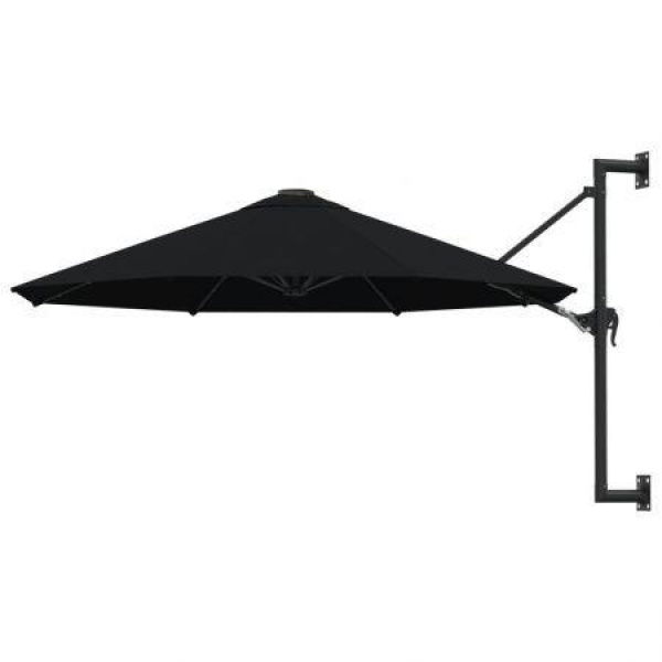 Wall-Mounted Parasol With Metal Pole 300 Cm Black