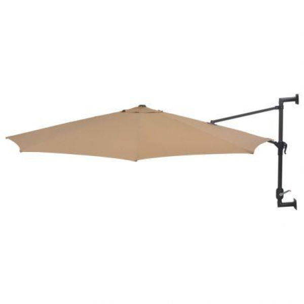 Wall-Mounted Parasol With Metal Pole 300 Cm Taupe