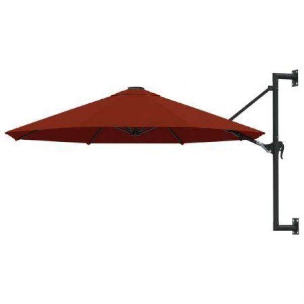 Wall-Mounted Parasol With Metal Pole 300 Cm Terracotta