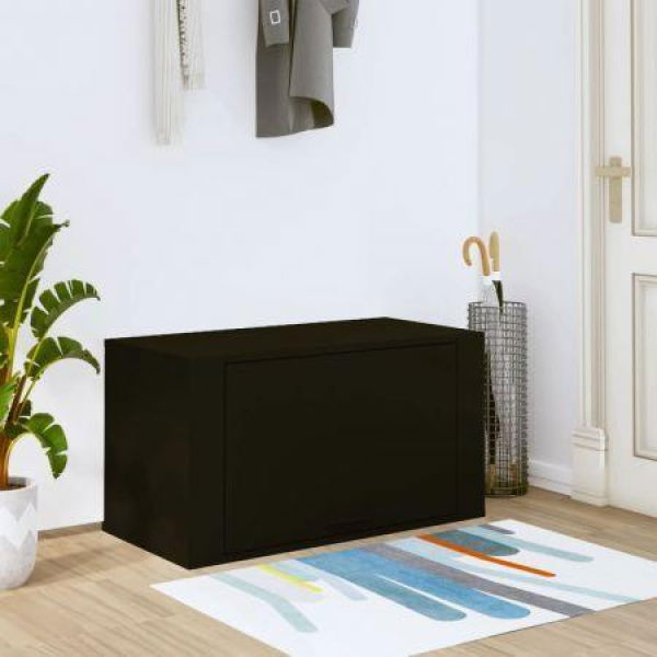 Wall-mounted Shoe Cabinet Black 70x35x38 Cm Engineered Wood