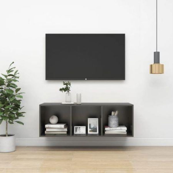 Wall-mounted TV Cabinet Grey 37x37x107 Cm Engineered Wood