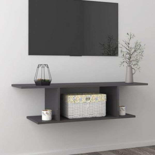 Wall-mounted TV Cabinet High Gloss Grey 103x30x26.5 Cm.