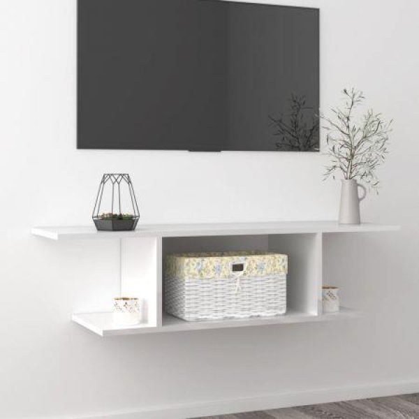 Wall-mounted TV Cabinet High Gloss White 103x30x26.5 Cm.
