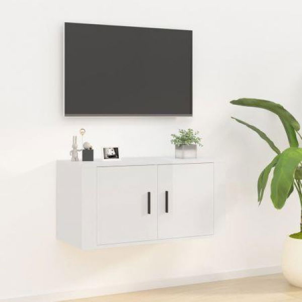 Wall-mounted TV Cabinet High Gloss White 80x34.5x40 Cm.