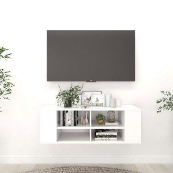 Wall-Mounted TV Cabinet White 102x35x35 Cm Engineered Wood