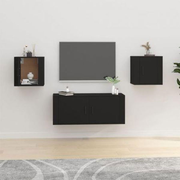 Wall-mounted TV Cabinets 2 Pcs Black 40x34.5x40 Cm.