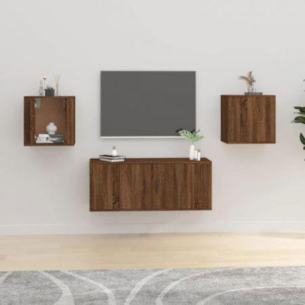 Wall-mounted TV Cabinets 2 Pcs Brown Oak 40x34.5x40 Cm.