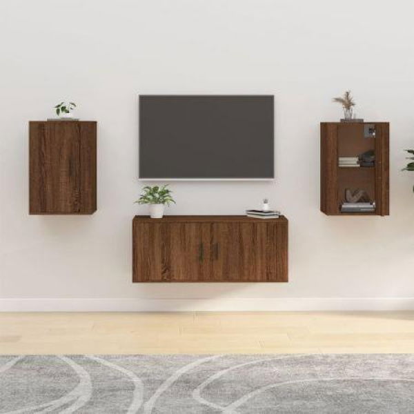 Wall-mounted TV Cabinets 2 Pcs Brown Oak 40x34.5x60 Cm.