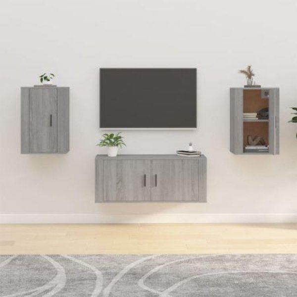 Wall-mounted TV Cabinets 2 Pcs Grey Sonoma 40x34.5x60 Cm.