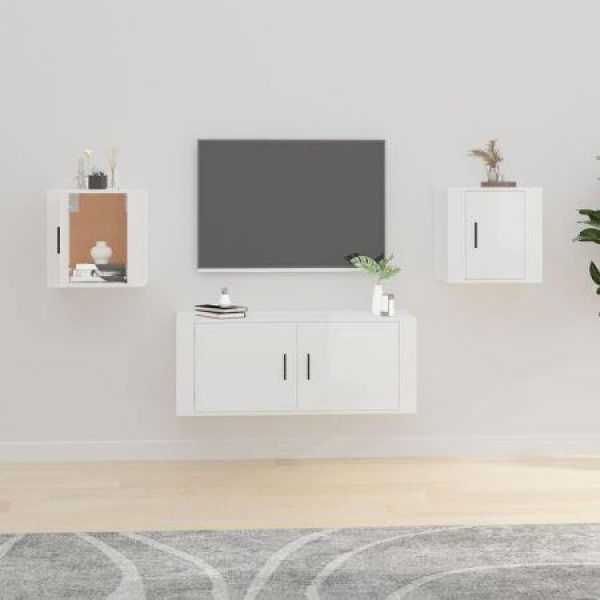 Wall-mounted TV Cabinets 2 Pcs High Gloss White 40x34.5x40 Cm.