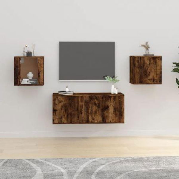 Wall-mounted TV Cabinets 2 Pcs Smoked Oak 40x34.5x40 Cm.