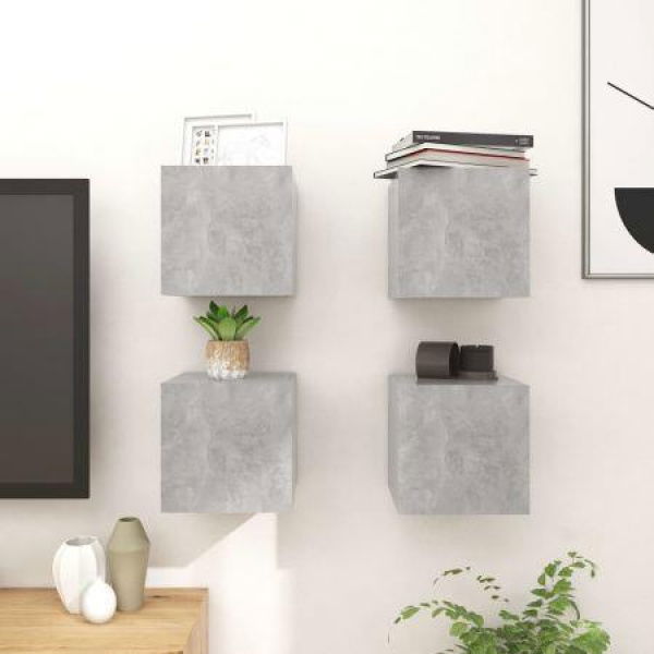 Wall-mounted TV Cabinets 4 Pcs Concrete Grey 30.5x30x30 Cm.