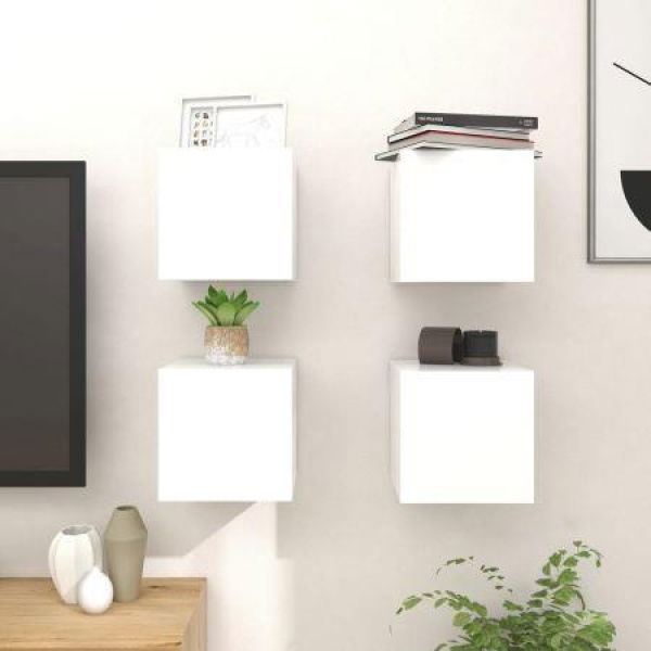 Wall-mounted TV Cabinets 4 Pieces White 30.5x30x30 Cm.