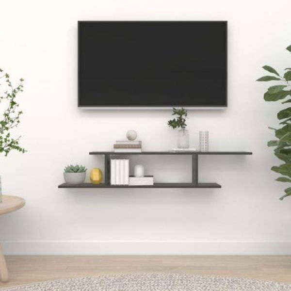 Wall-Mounted TV Shelf Grey 125x18x23 Cm Engineered Wood