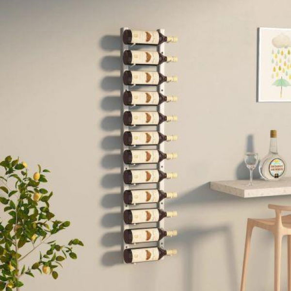 Wall Mounted Wine Rack For 12 Bottles White Iron