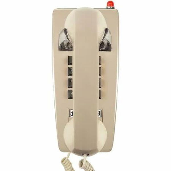 Wall Phone Retro Landline Corded Telephone Mechanical Ringer Mounted Indicator Waterproof Vintage Home Kitchen Beige
