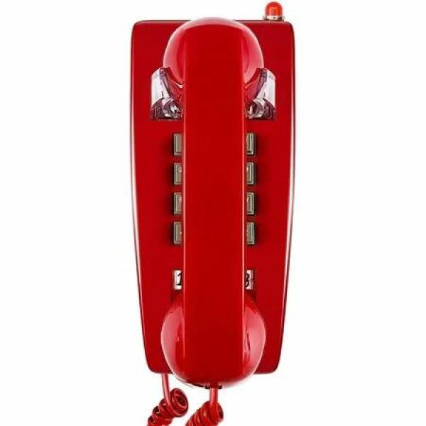 Wall Phone Retro Landline Mechanical Ringer Corded Telephone Waterproof Indicator Vintage Home Kitchen Red