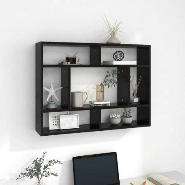 Wall Shelf Black 75x16x55 Cm Engineered Wood