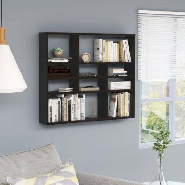 Wall Shelf Black 90x16x78 Cm Chipboard