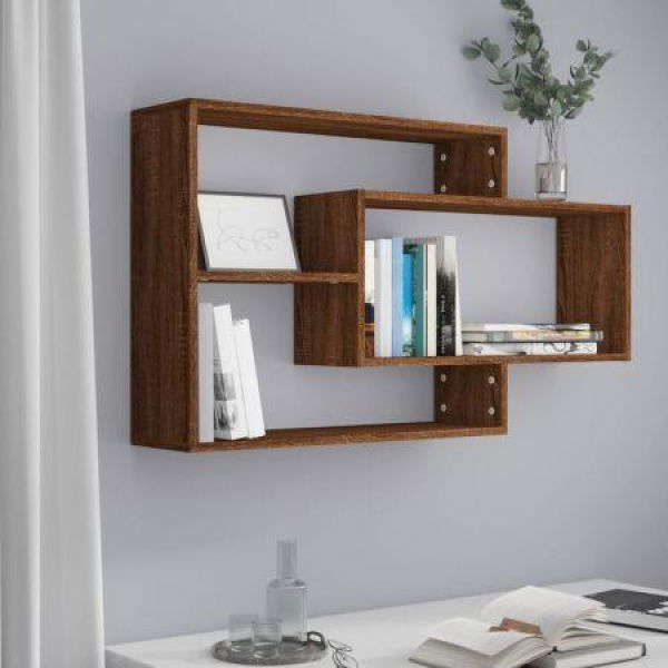 Wall Shelf Brown Oak 104x20x58.5 Cm Engineered Wood.