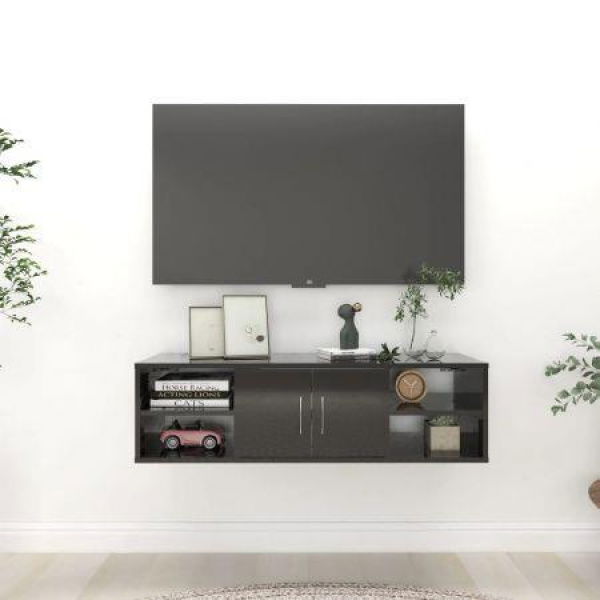 Wall Shelf High Gloss Black 102x30x29 Cm Engineered Wood