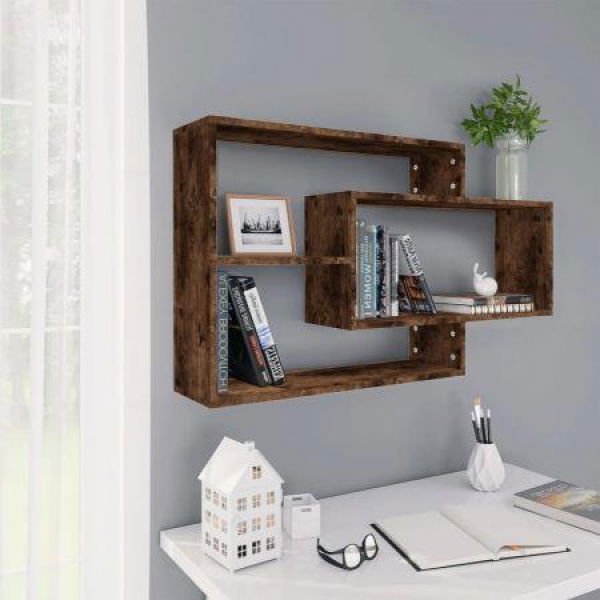 Wall Shelf Smoked Oak 104x20x58.5 Cm Engineered Wood.