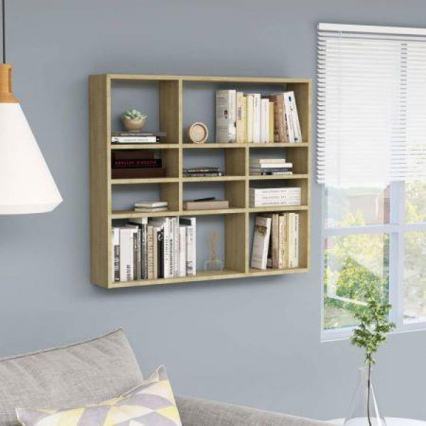 Wall Shelf Sonoma Oak 90x16x78 Cm Chipboard