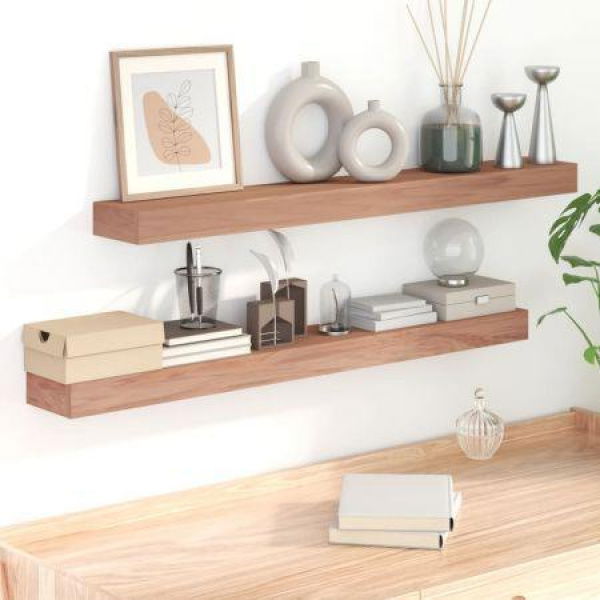 Wall Shelves 2 pcs 110x15x6 cm Solid Wood Teak