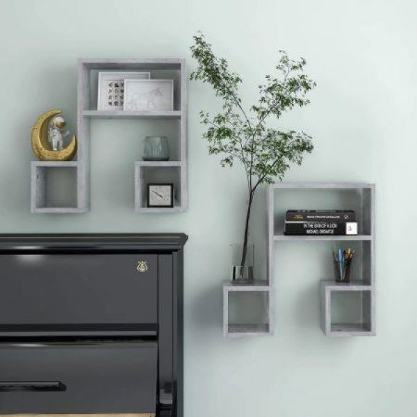 Wall Shelves 2 Pcs Concrete Grey 50x15x50 Cm Engineered Wood