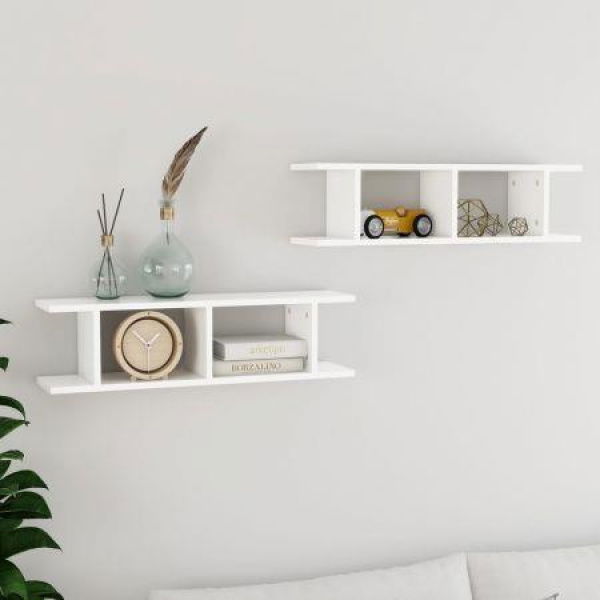 Wall Shelves 2 Pcs White 75x18x20 Cm Engineered Wood