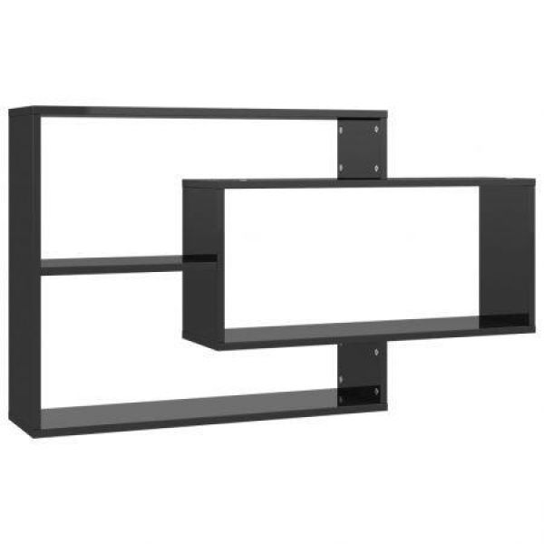 Wall Shelves High Gloss Black 104x20x58.5 Cm Chipboard.