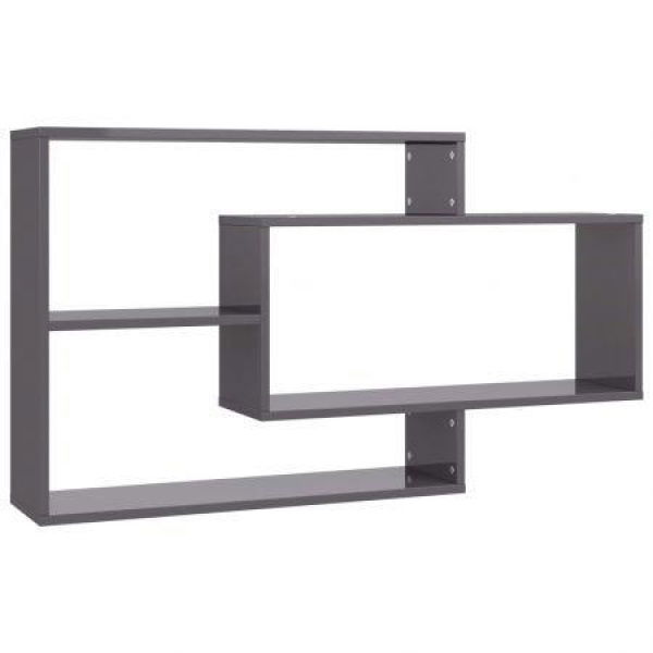 Wall Shelves High Gloss Grey 104x20x58.5 Cm Chipboard.