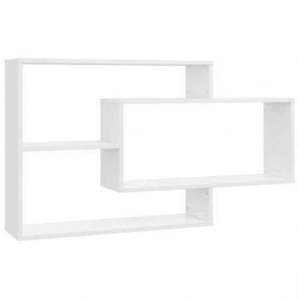 Wall Shelves High Gloss White 104x20x58.5 Cm Chipboard.