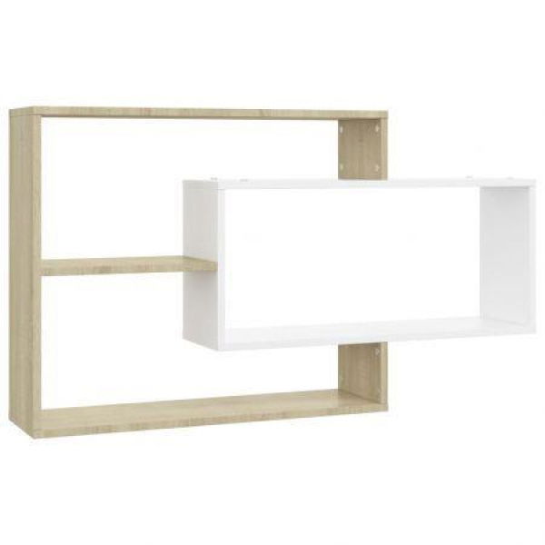 Wall Shelves White And Sonoma Oak 104x20x58.5 Cm Chipboard.