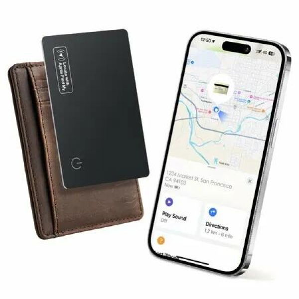 Wallet Tracker Card Air-Tag (iOS Only) - Work with Apple Find My,Bluetooth Tracker Smart Card Wallet Finder,0.08in Slim,IP68 Waterproof,Item Locator