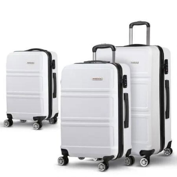 Wanderlite 20 24 28 Luggage with TSA Lock Spinner Travel Suitcase Carry On Hard Shell Luggage Case White