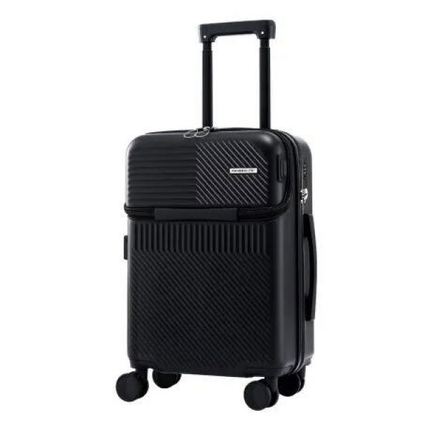 Wanderlite 20 Luggage Suitcase Front Pocket Travel Carry On TSA Black