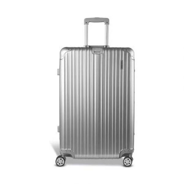 Wanderlite 28 Inch Luggage with TSA Lock Stainless Steel Wrapped Corners orners Hard Shell Travel Suitcase Luggage Case Silver
