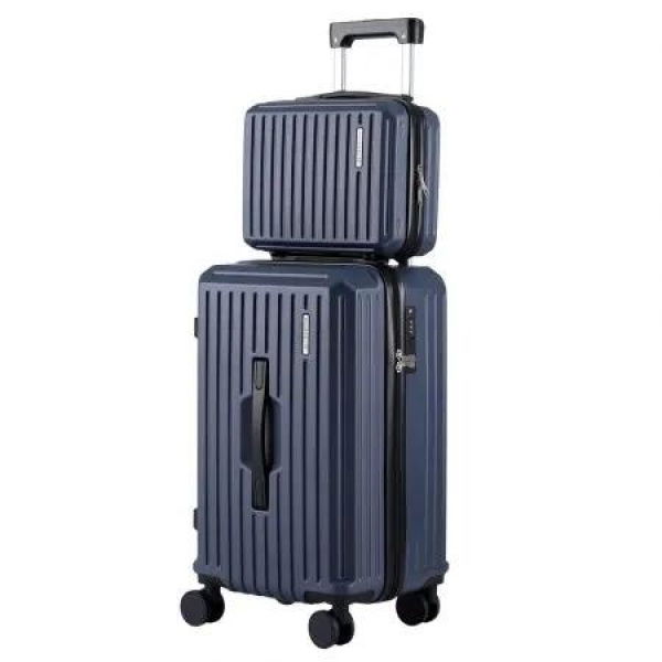 Wanderlite 2pcs Trunk Luggage Suitcase Travel Carry On TSA Lock 12 20 Navy