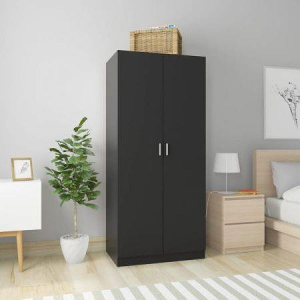 Wardrobe Black 80x52x180 Cm Chipboard