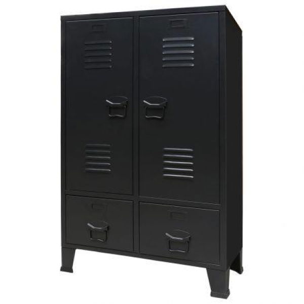 Wardrobe Metal Industrial Style 67x35x107 Cm Black