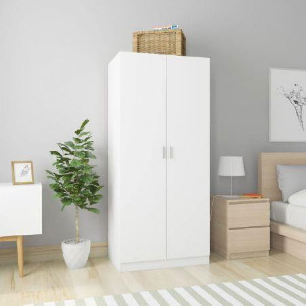 Wardrobe White 80x52x180 Cm Chipboard