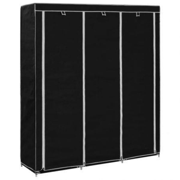 Wardrobe With Compartments And Rods Black 150x45x175 Cm Fabric