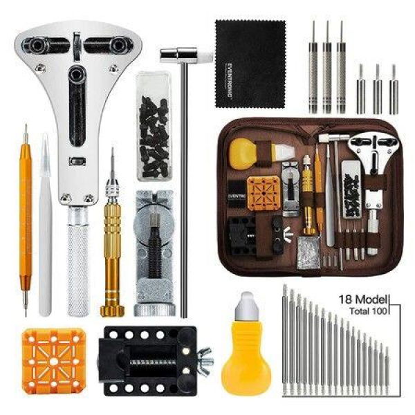 Watch Repair Kit Professional Watch Battery Replacement Tool Watch Link & Back Removal Tool Spring Bar Tool Set With Carrying Case