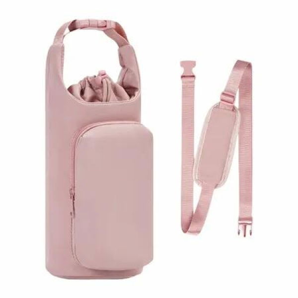 Water Bottle Carrier Bag Cup Holder Pouch Outdoor Bottle Sleeve Cup Cover Bag for Hiking Outdoor Sport Travel Picnic Fishing,Pink