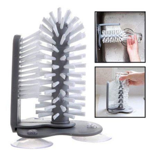 Water Bottle Cleaning Brush Glass Cup Washer With Suction Base Bristle Brush For Beer Cup Long Leg Cup