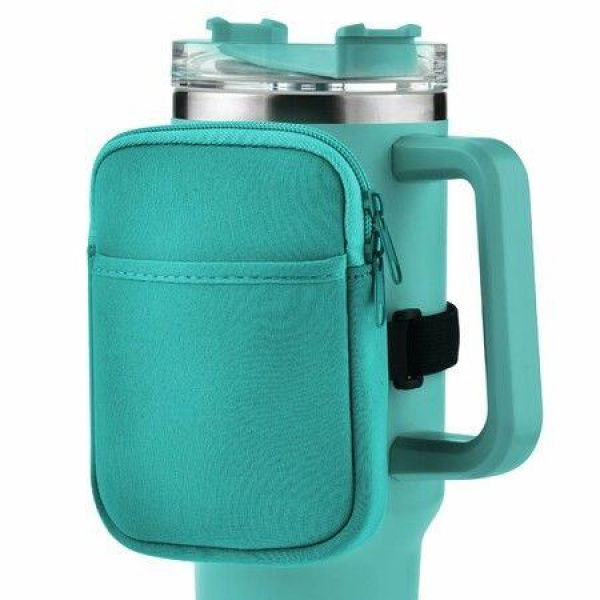 Water Bottle Pouch For Stanley Quencher Adventure 40oz & Stanley IceFlow 20oz 30oz Tumbler Pouch With Pocket For Cards Keys Wallet Earphone Compact Versatile (Green)