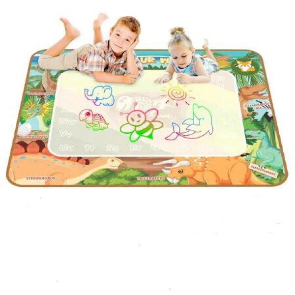 Water Doodle Mat Kids Painting Drawing Writing Board Magic Pens Stamps Aqua DIY Craft Canvas Cartoon Rug Carpet Educational Toy 90x120cm