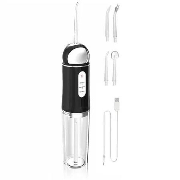 Water Flosser Cordless Teeth Cleaner Somall Water Dental Flosser with 3 Modes 4 Jets Rechargeable Dental Oral Irrigator (Black)